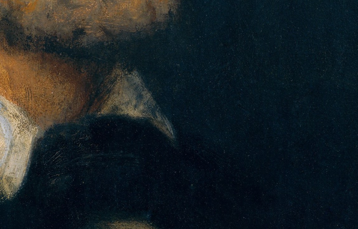 The closed, firm mouth neither smiles nor scowls , it conveys resolve and suppressed grief simultaneously.