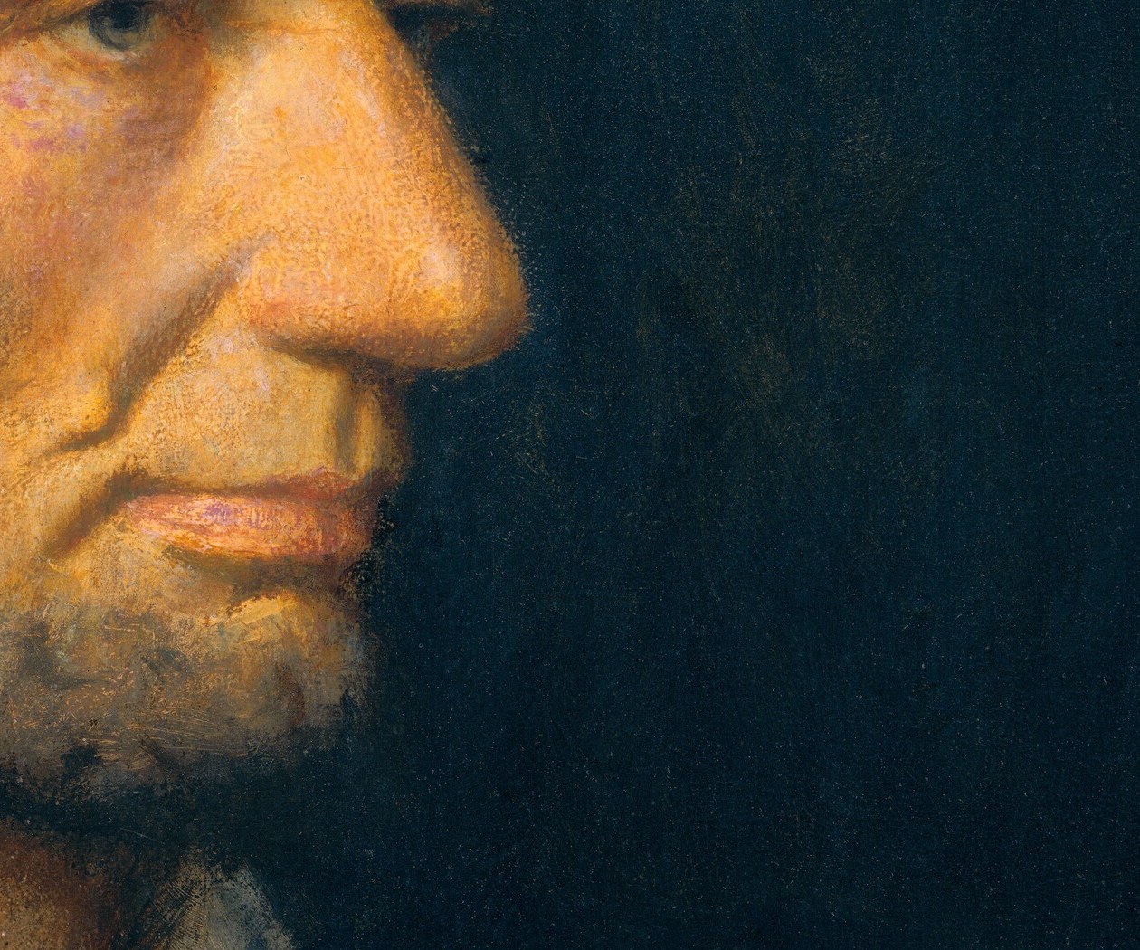 The nose's exaggerated length is one of Lincoln's most recognizable physical features; in sharp profile it becomes almost sculptural.
