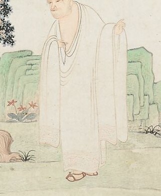 He used swift, dynamic brushstrokes for the forms and flowing robes.