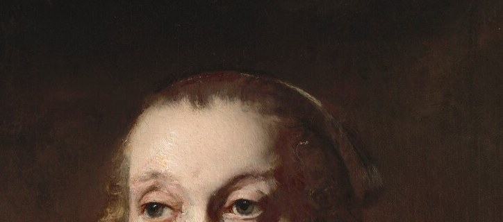 Rembrandt captures a glassy wetness in the irises; she looks composed but watchful , a detail that rewards close inspection and anchors the viewer's attention.