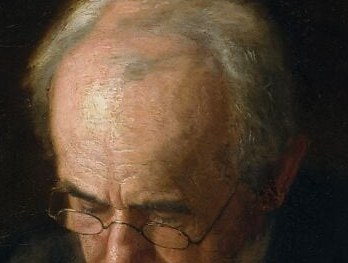 Rendered with fine individual hair strokes, it anchors the face and signals patriarchal gravity , Eakins painting his own father as an archetype of craft and age.