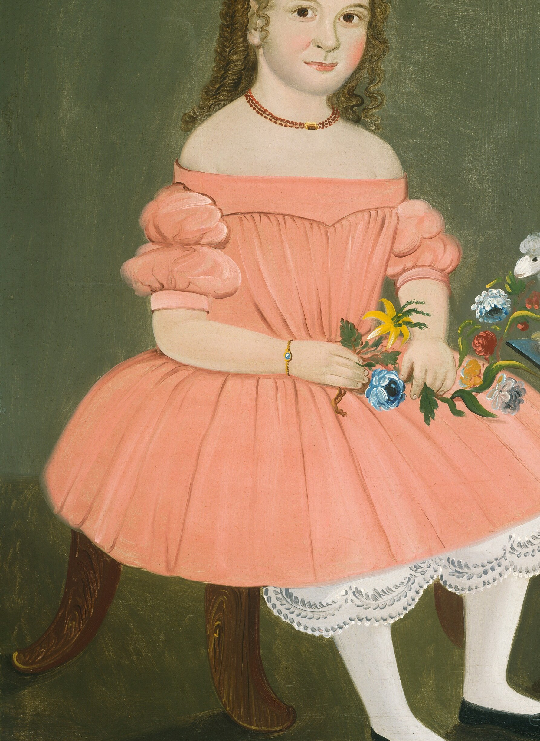These girls wear their best dresses, captured in his folk style.