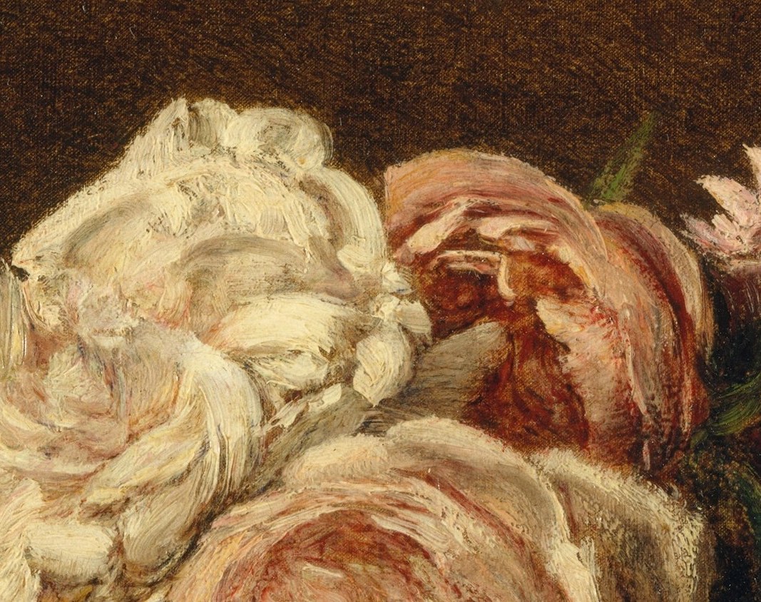 The soft, layered petals create a sense of depth and volume, inviting a closer look at the painter's technique.