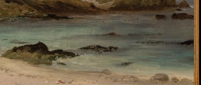 The artist captures a peaceful coastal scene.