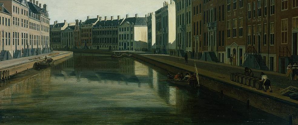 The still water acts as a mirror, reflecting the architecture and sky, creating a sense of calm and order.