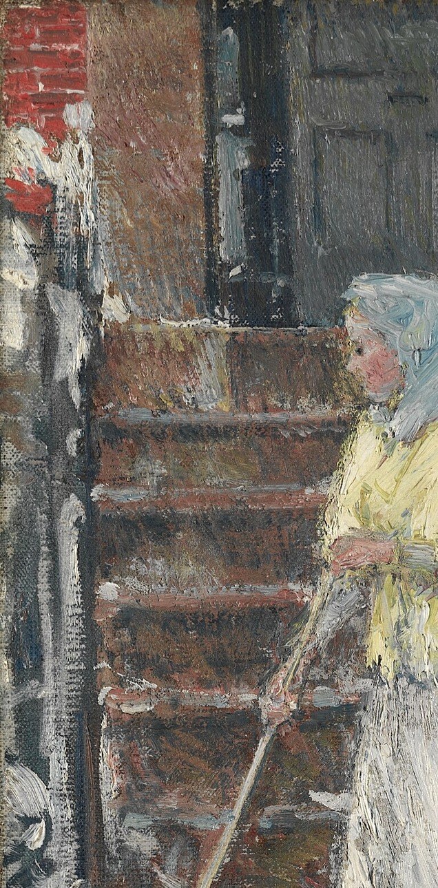 Childe Hassam painted many such scenes of urban life.