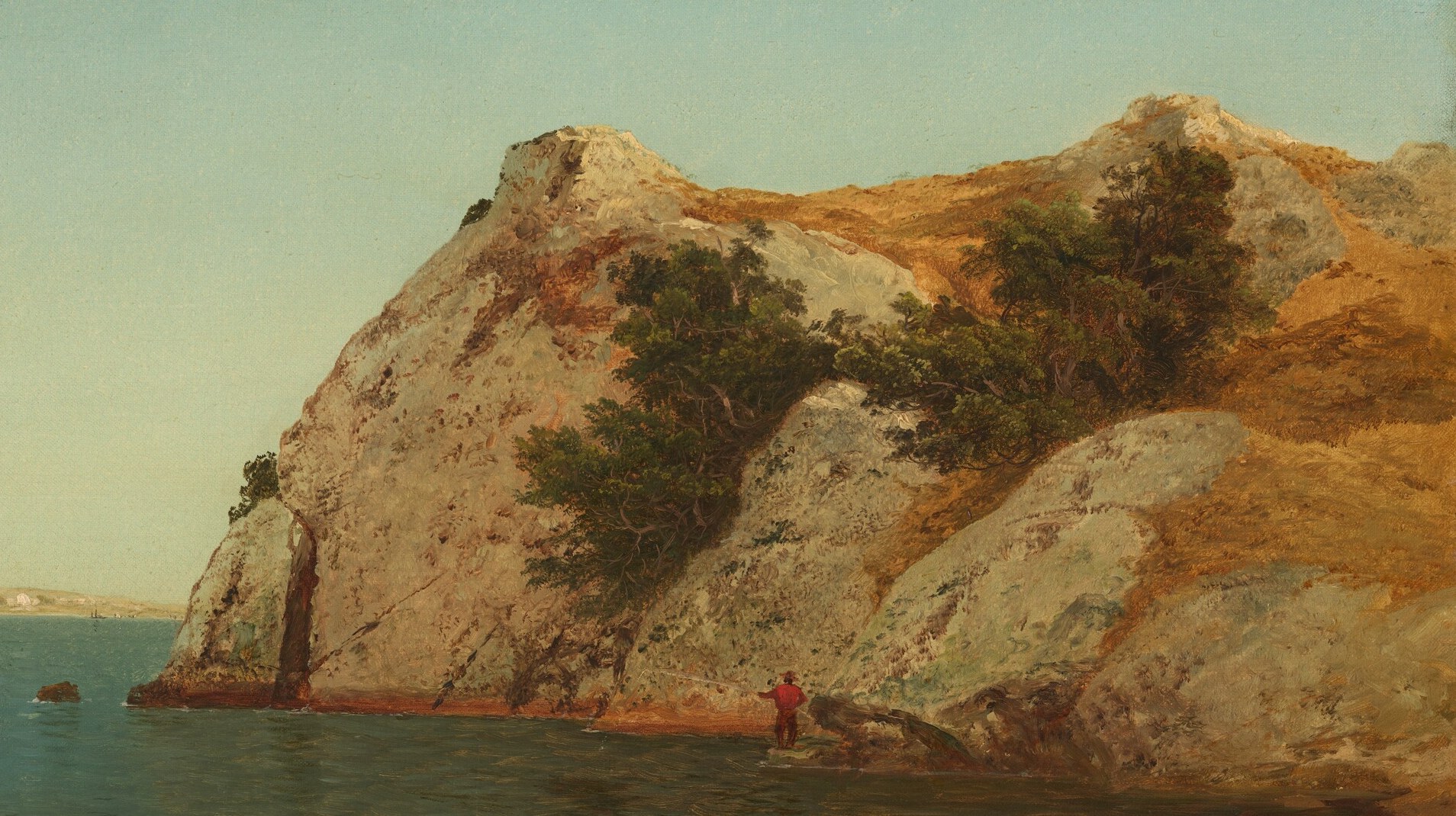 It captures Beacon Rock, a famous landmark in Newport, Rhode Island.