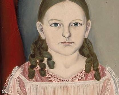 Her direct gaze and slightly downturned mouth suggest a serious, perhaps melancholic, disposition.