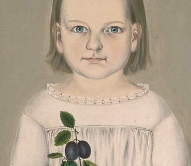 Her wide, unblinking eyes and pale complexion give her an ethereal, almost doll-like appearance.