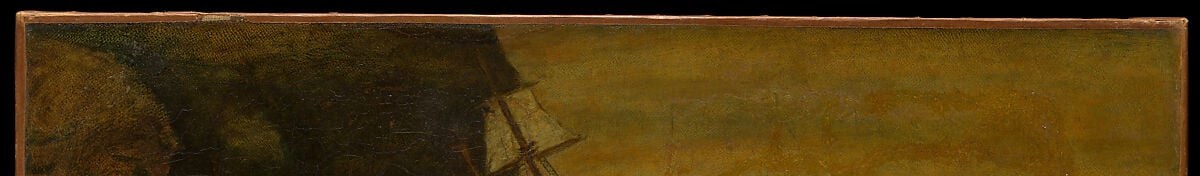 The near-black sky compresses the scene below and eliminates context , Ryder's deliberate suppression of topography in favor of mood over geography.