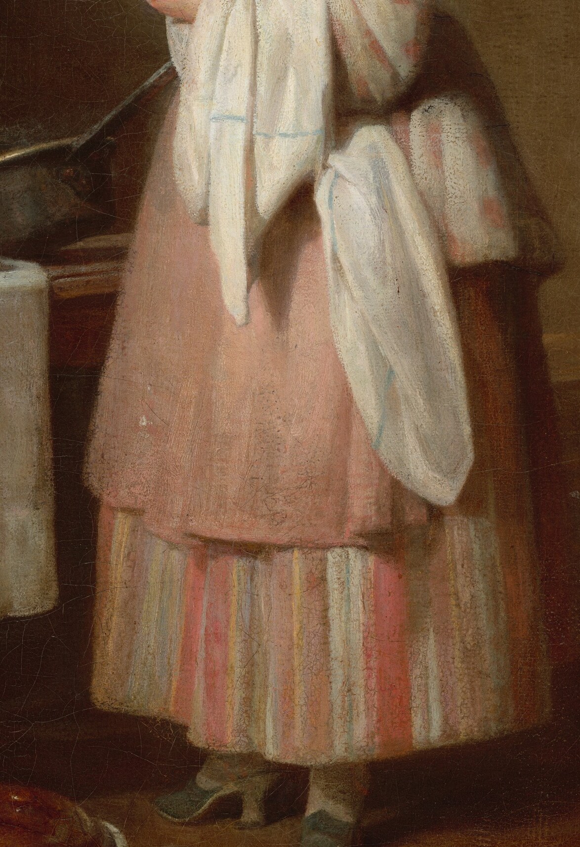 The soft folds and subtle shading of the fabric suggest its texture and the gentle movement of the wearer.