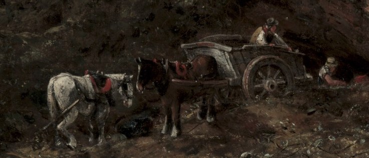 A horse-drawn cart makes its way along a winding lane.