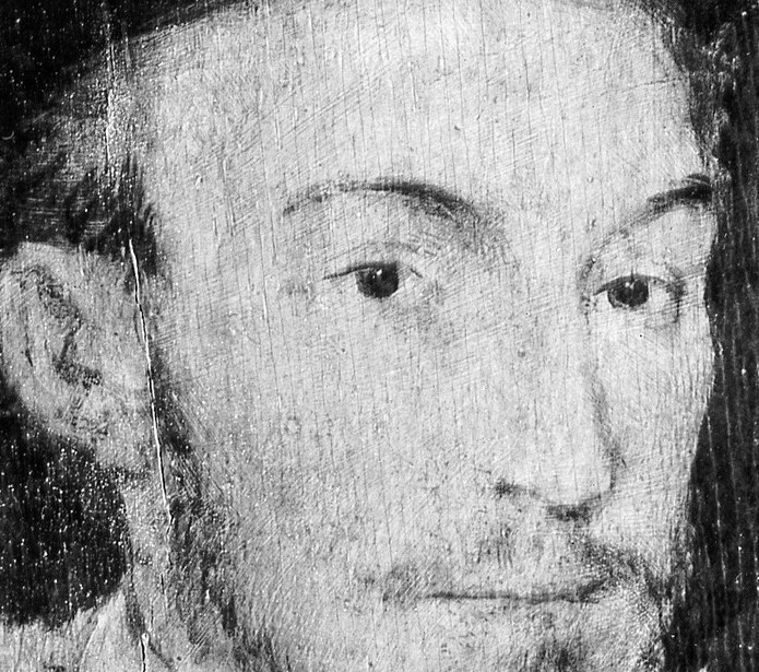 The direct gaze and subtle expression invite speculation about his thoughts and personality.