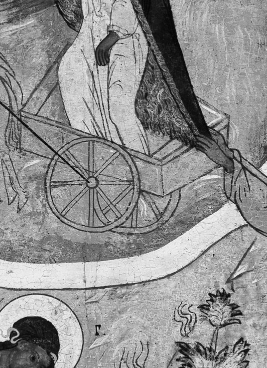 Elias ascends in a chariot of fire.