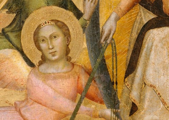 This angel's gesture of reaching upwards conveys a sense of awe and spiritual elevation.
