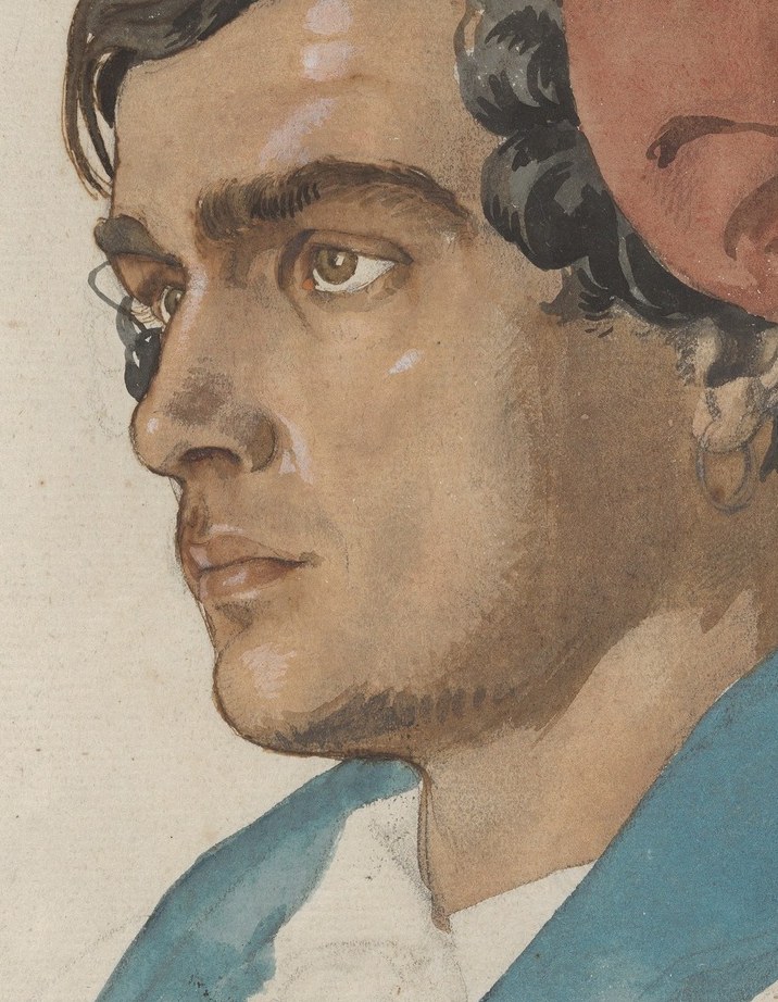 It shows a fisherman from Capri, off the coast of Italy.