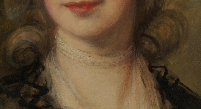 First, look at the lace at her throat.