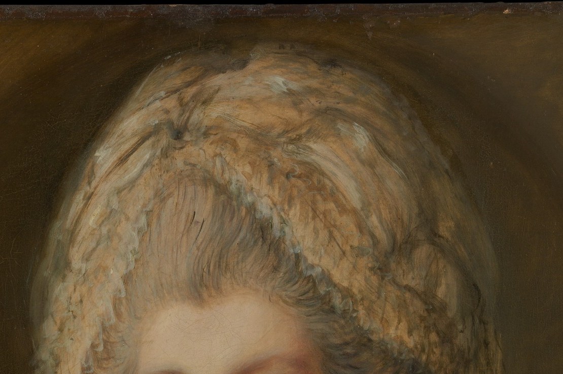 The same trick builds the towering powdered wig.