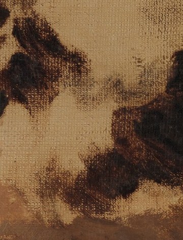 The loose, impasto brushstrokes create a sense of volume and texture in the hair.