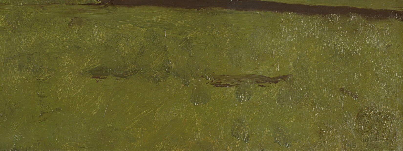 The brushwork here is expressive, conveying the rough, uneven surface of the land and the play of light.