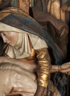 Now look at Christ's side. The wound appears to be painted.
