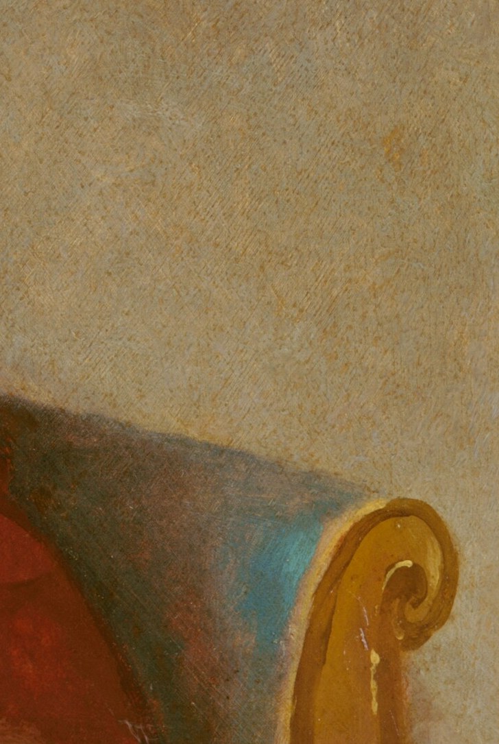 Her chair told the same story. Gilded wood, not painted.