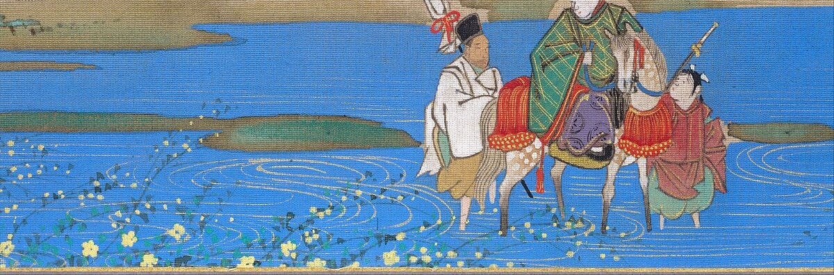 Ōho used gold to show moonlight on water, without white pigment.
