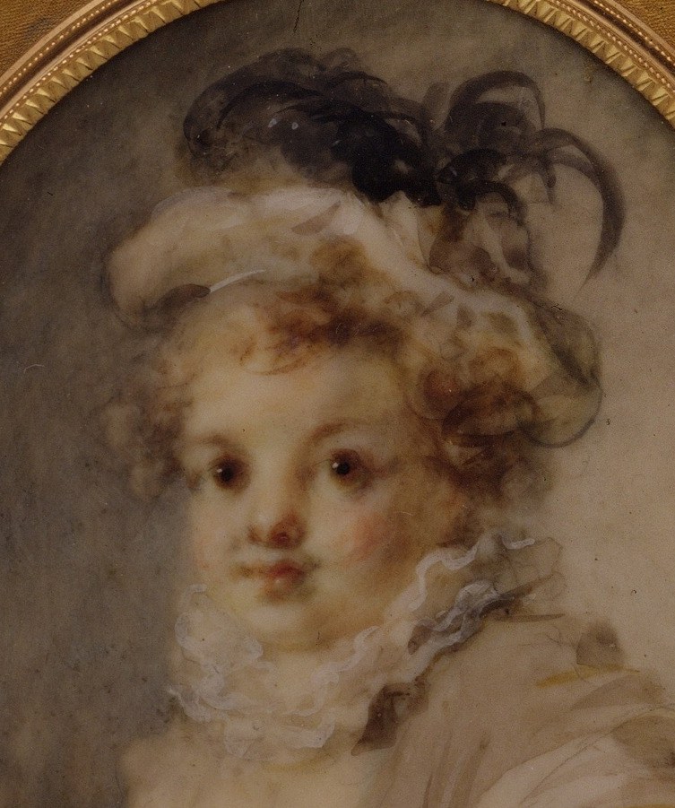 The emotional core of the portrait , the slightly lowered eyes and subtle mouth curve project quiet introspection, rare for a child subject of this period.