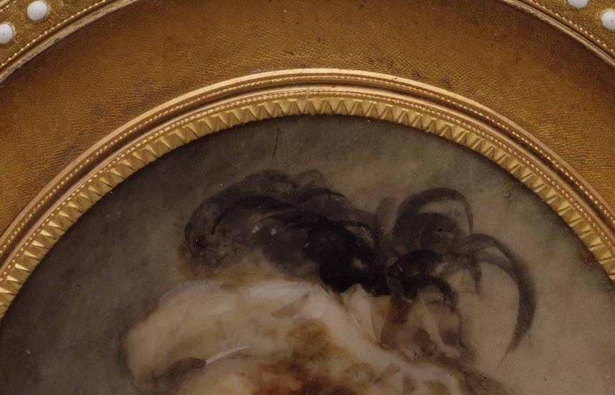 The dark feather against the pale cap creates the painting's strongest tonal contrast and signals the child's fashionable dress , a status marker worth decoding.