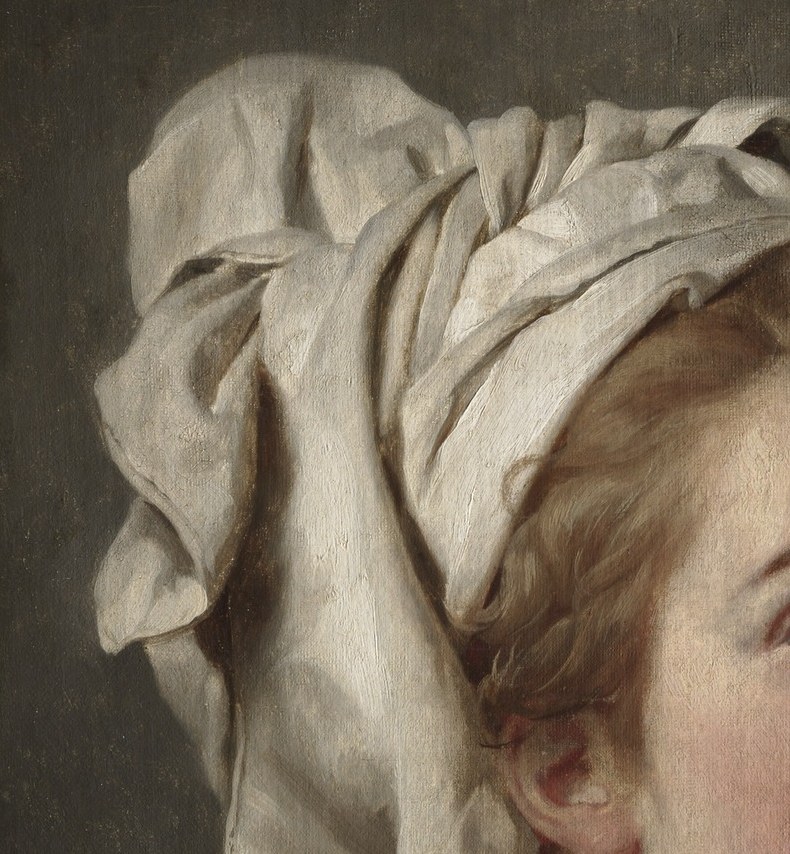 The voluminous folds of the turban are rendered with masterful chiaroscuro, creating a sense of soft texture and volume.