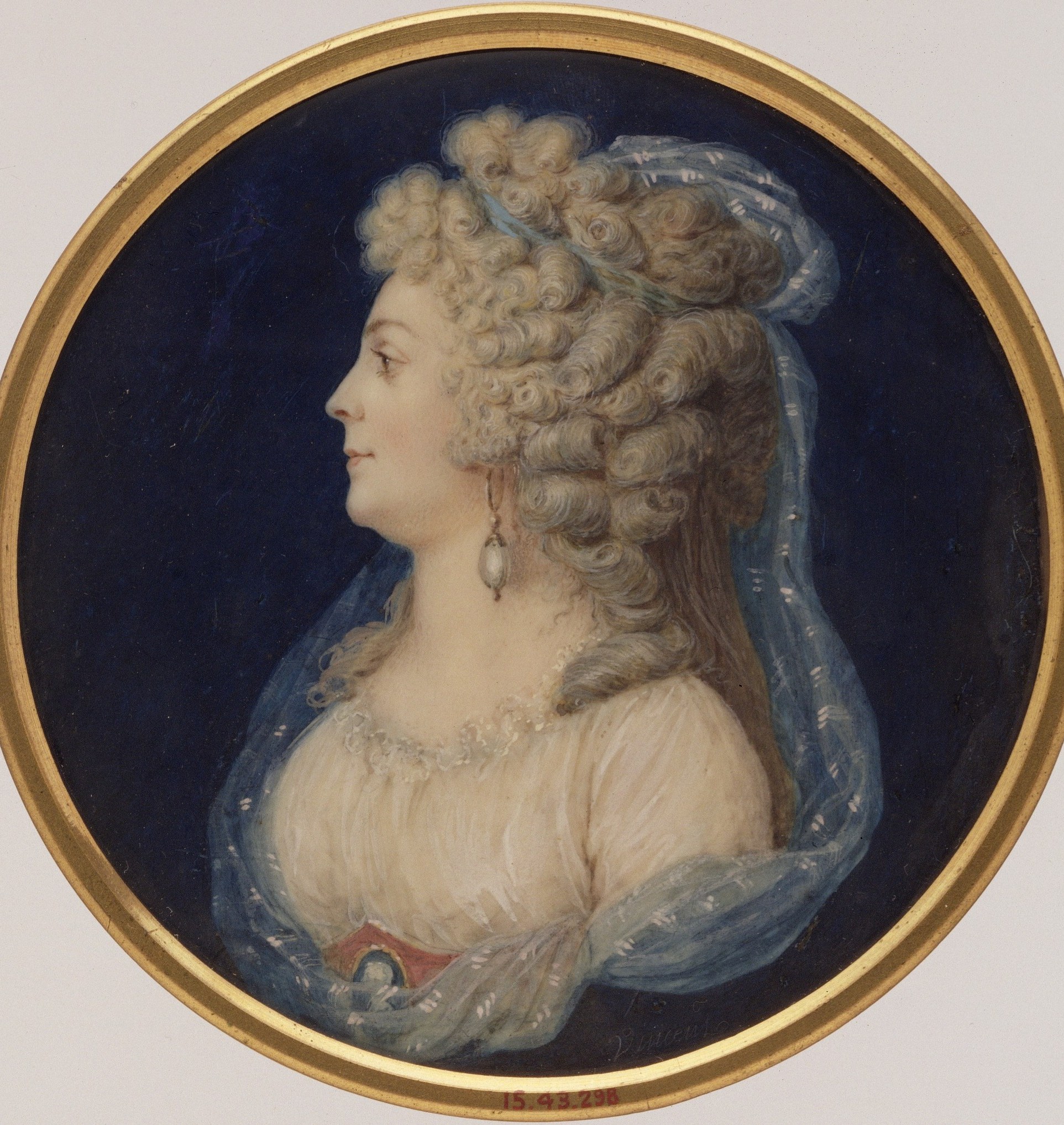 The round format was standard for wearable or pocket miniatures , it tells us this object was designed to be held, given, or worn, not hung, situating it in a wholly different economy of looking than a wall portrait.