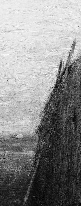 Provides structural context for the haystack and adds a linear element.
