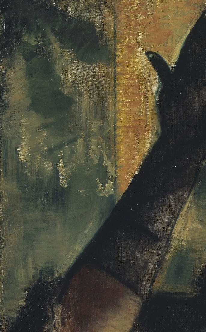 His loose brushwork suggests the fleeting artificial light.