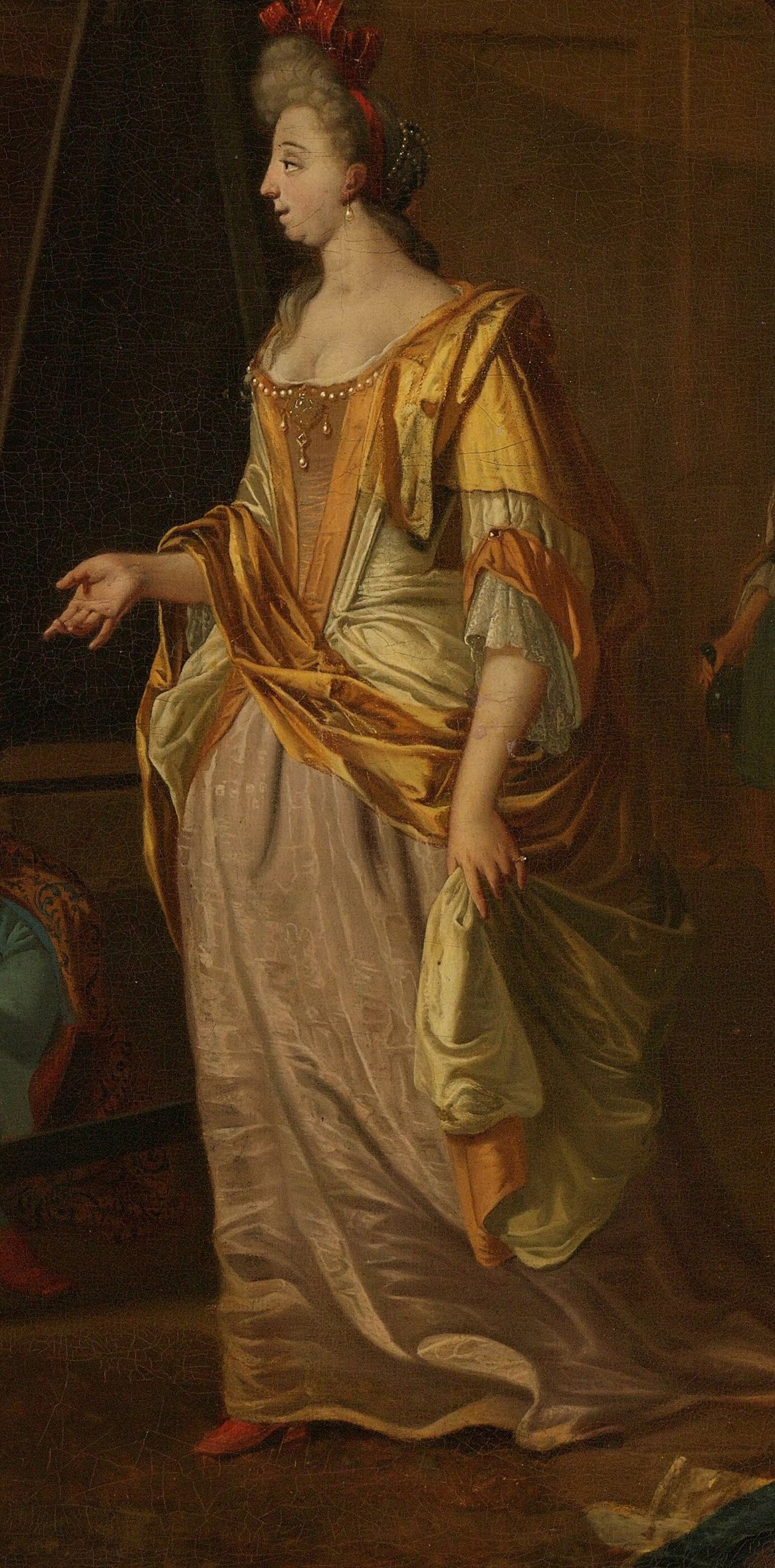 Her elegant posture and gaze suggest a blend of confidence and perhaps a touch of vanity.