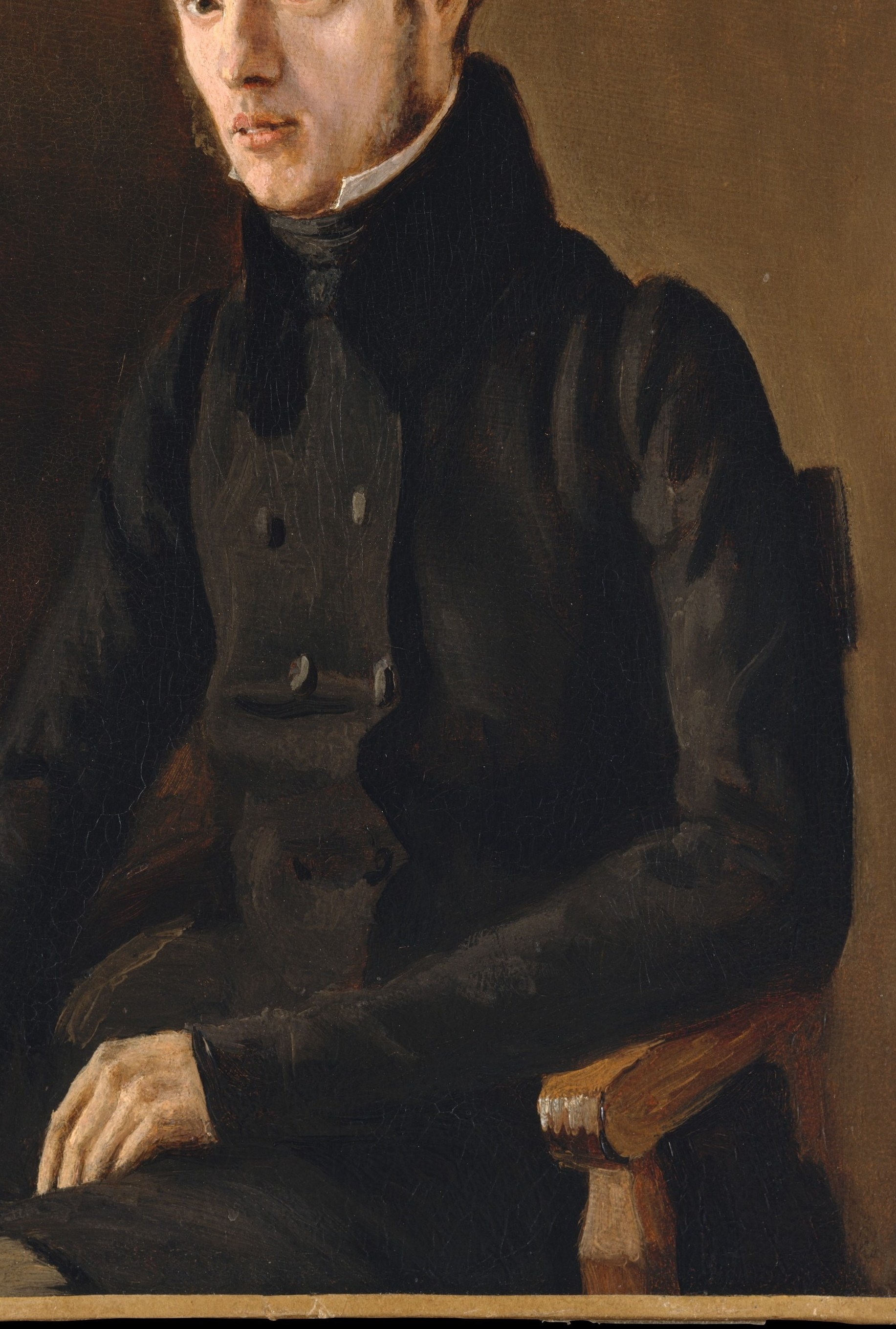 Corot's brushwork is noticeably loose, especially in the dark suit.
