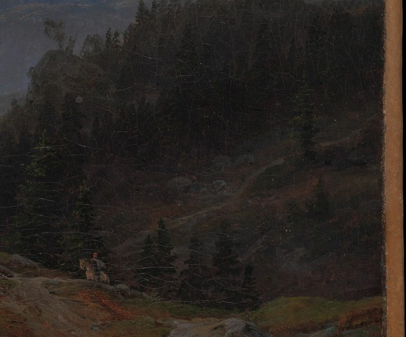 His bold brushstrokes capture the untamed wilderness.