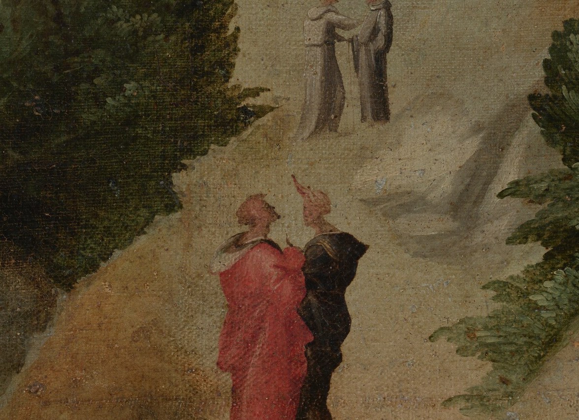 Follow the winding path, where monks walk in procession.