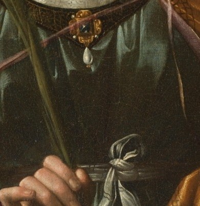 See how the subtle sheen of her undergarment is painted.
