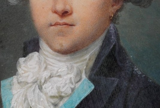 The elaborate, ruffled cravat highlights the sitter's wealth and attention to sartorial detail.