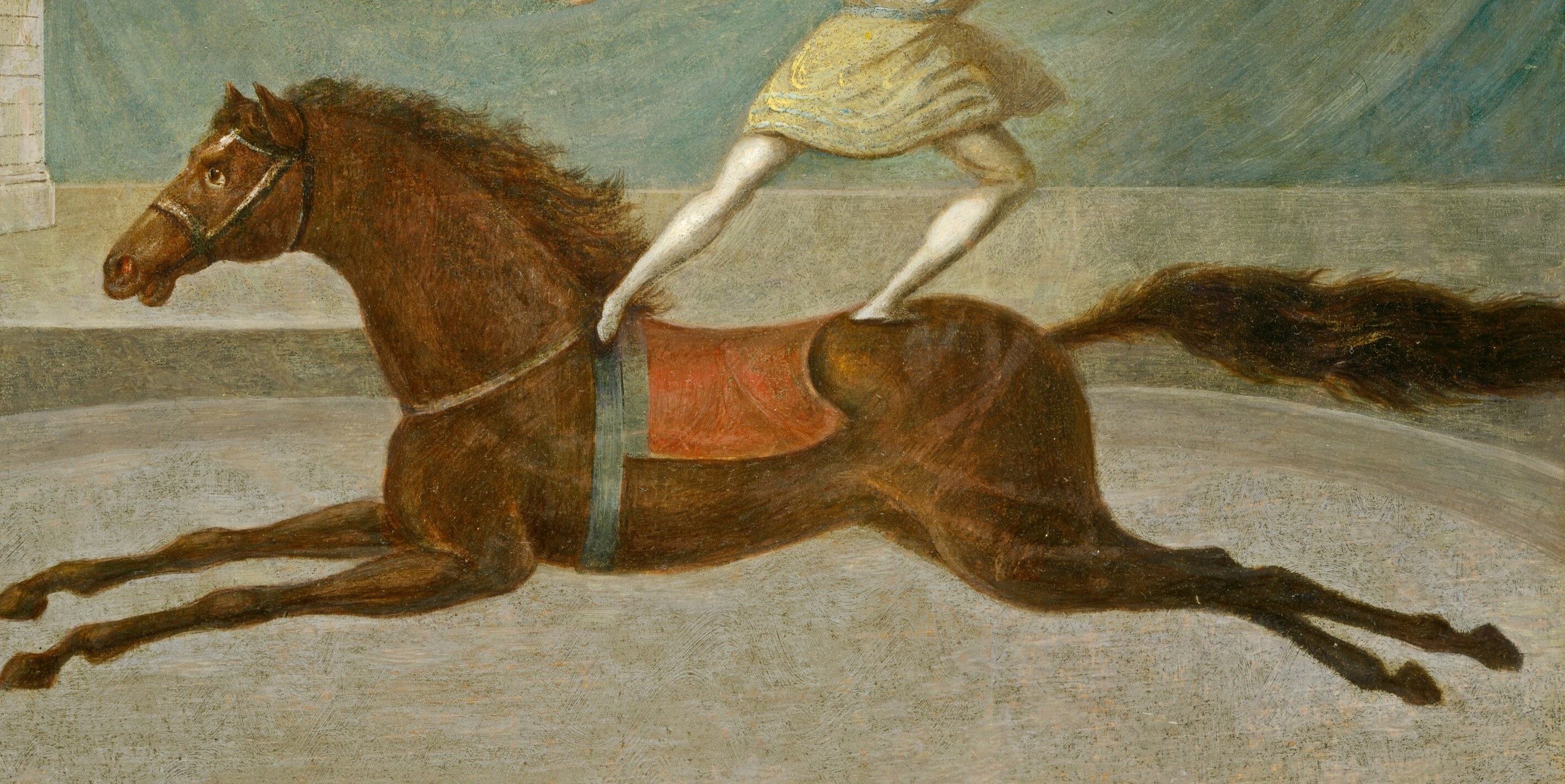 The horse looks soft, but the painter made it solid enough to stand on.