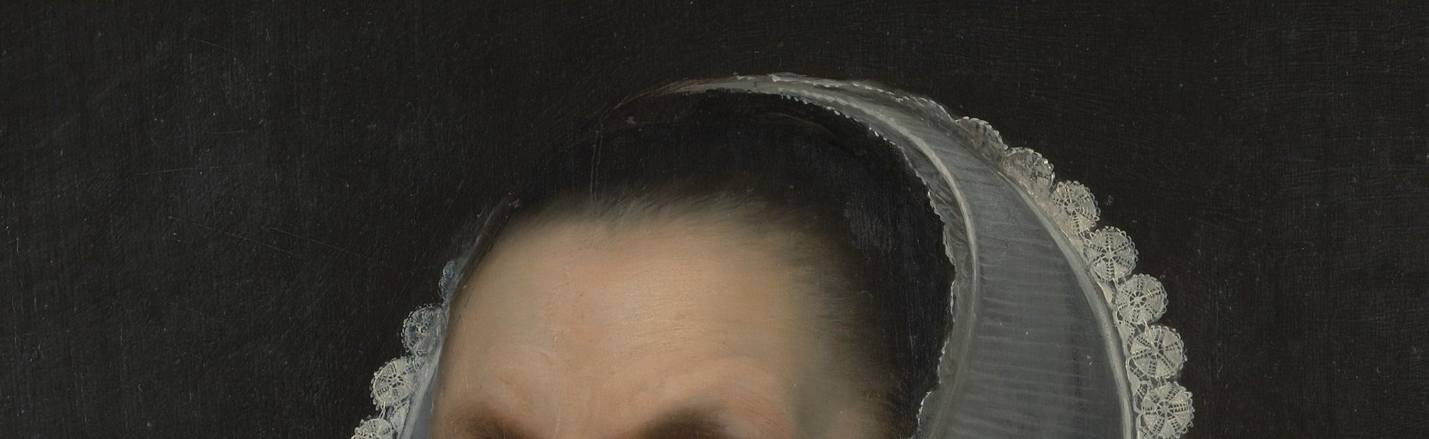 Now look at the edge of her lace cap. Come in closer.