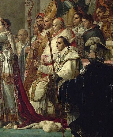 The Pope sits, merely a witness, not the crown-giver.