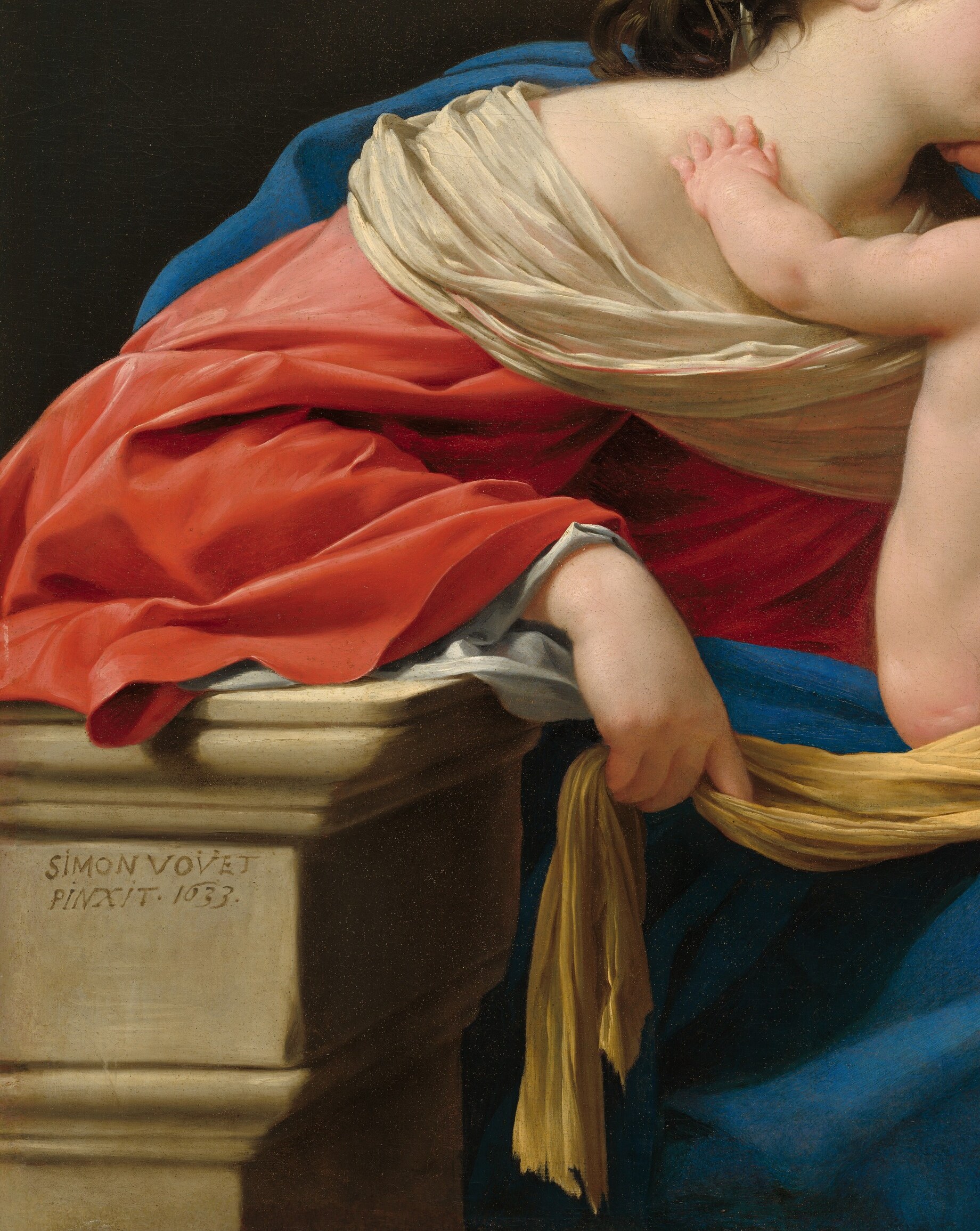 The ultramarine blue cloak signifies Mary's queenly status.