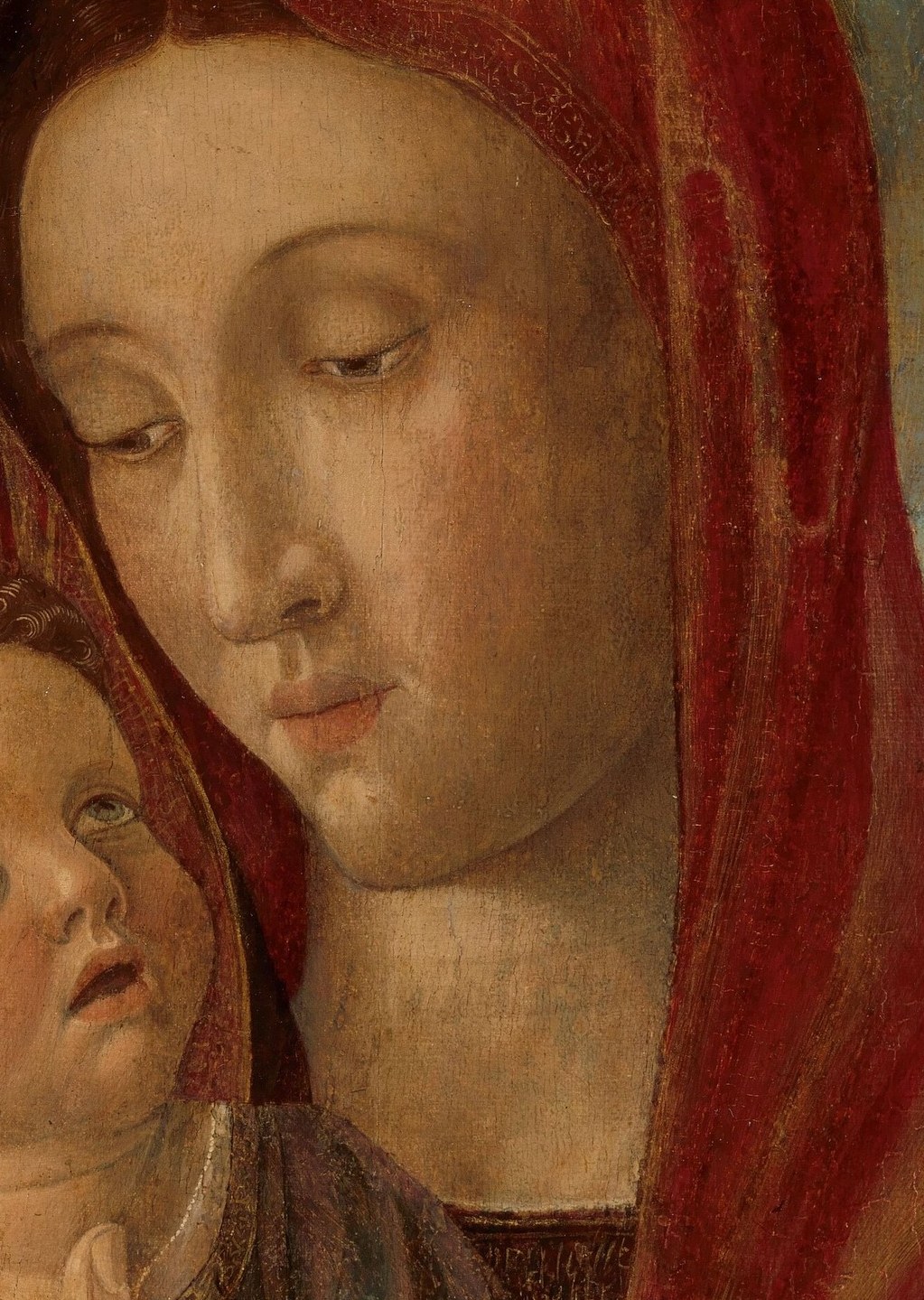 The artist captured the quiet tenderness of mother and child.