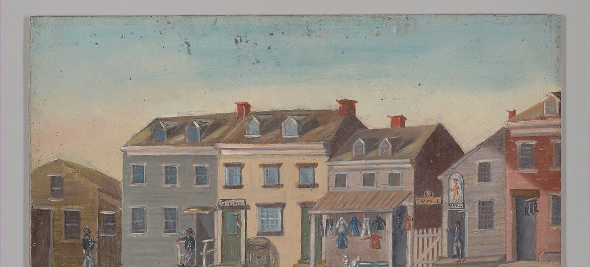 Documents 1870s New York street architecture with a mix of commercial ground floors and residential upper stories , the city as witness and container.