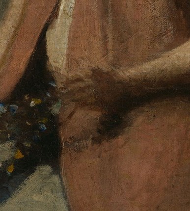 Her hands are the active center.