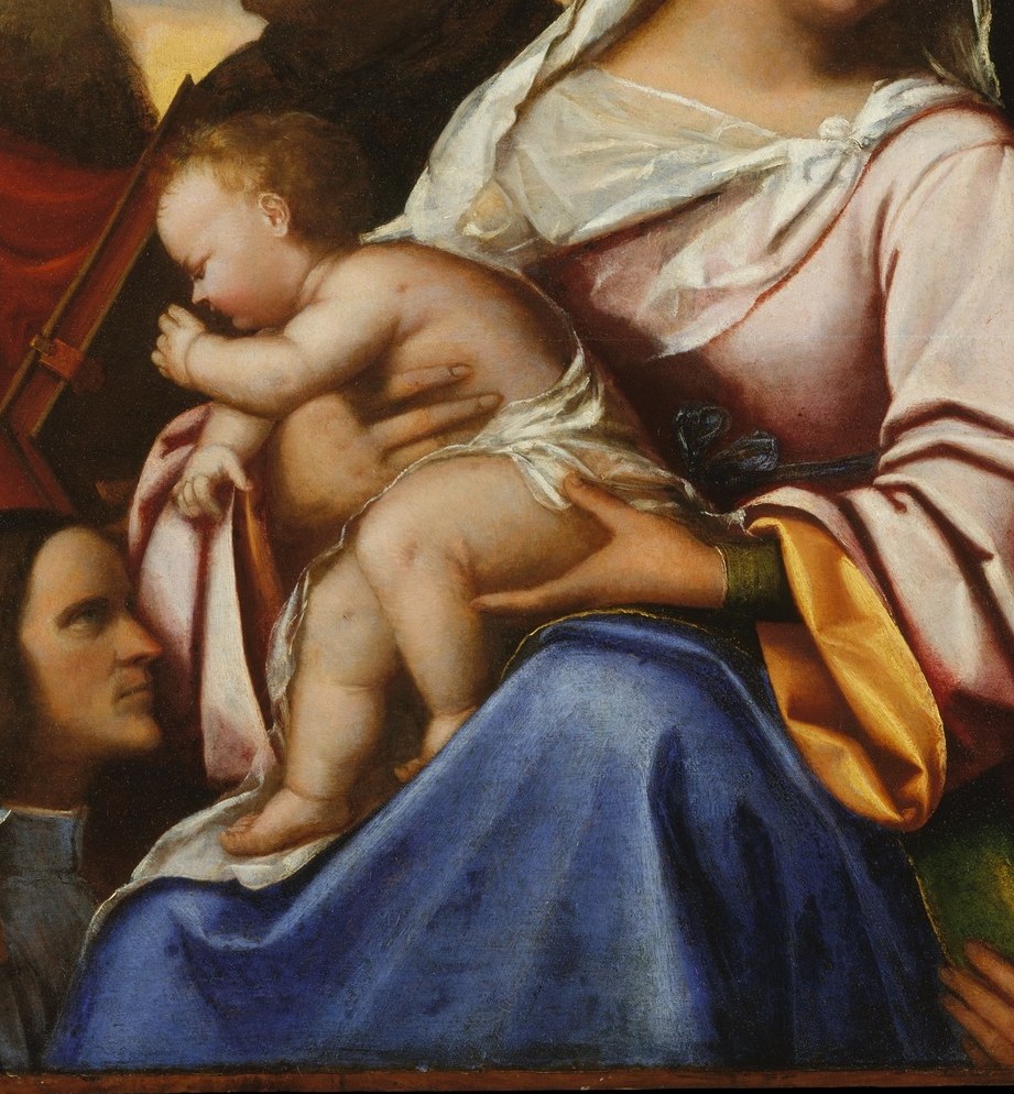 Ultramarine this saturated required expensive pigment , a deliberate signal of the patron's wealth and Marian piety; the color is del Piombo's most Bellinesque passage