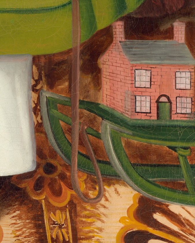Look closely at the toy house and tiny rocking chair.