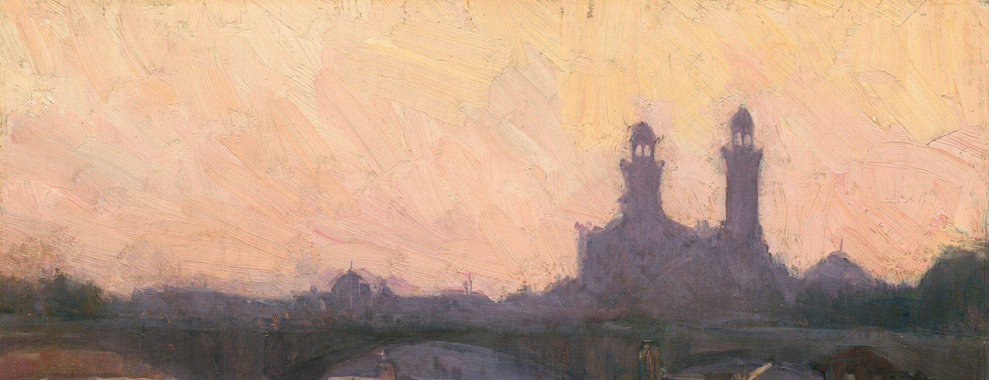 The dominant mood-setter: Tanner's warm, diffuse light reads more as feeling than meteorology, the kind of Whistlerian tonalism that marked him as radically modern for 1902.