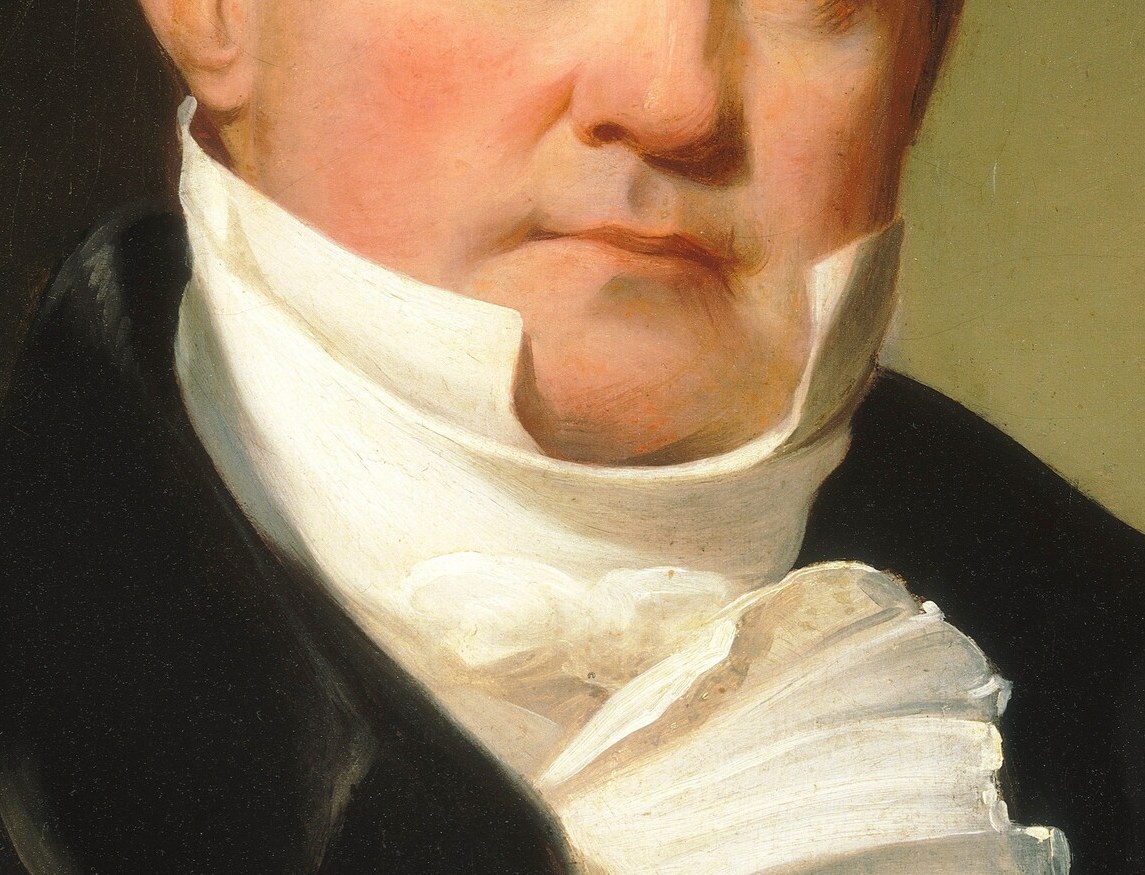 And the way light catches his white cravat.